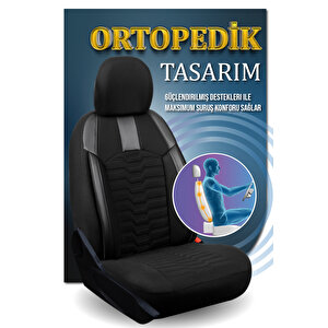 Ford Tourneo Courier 2+1 Parçalı Lüx Deri Detaylı Oto Koltuk Kılıfı Ön Arka Takım Platinum Si̇yah