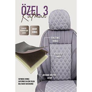 Volkswagen Jetta Mk 5 2005-2010 Uyumlu Lüx Yarı Deri Oto Koltuk Kılıfı Ön Arka Takım Petra Füme