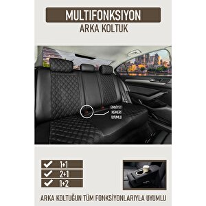 Citroen C3 Aircross Uyumlu Lüx Yarı Deri Oto Koltuk Kılıfı Ön Arka Takım Petra Tam Si̇yah Siyah