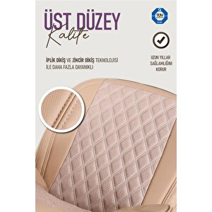 Jaguar Xf Uyumlu Lüx Yarı Deri Oto Koltuk Kılıfı Ön Arka Takım Petra Bej