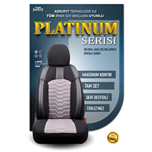 Fiat Fiorino Combi Mix 2+1 Parçalı Lüx Deri Detaylı Oto Koltuk Kılıfı Ön Arka Takım Platinum Füme Si̇yah Siyah-Füme