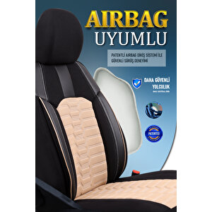 Fiat Fiorino Combi Mix 2+1 Parçalı Lüx Deri Detaylı Oto Koltuk Kılıfı Ön Arka Takım Platinum Bej Si̇yah