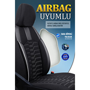 Fiat Fiorino Combi Mix 2+1 Parçalı Lüx Deri Detaylı Oto Koltuk Kılıfı Ön Arka Takım Platinum Si̇yah Beyaz