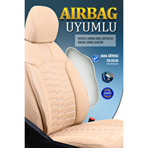 Fiat Doblo 2010-2015 2+1 Parçalı Lüx Deri Detaylı Oto Koltuk Kılıfı Ön Arka Takım Platinum Bej
