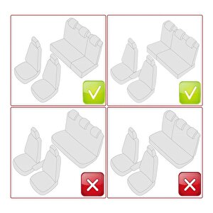 Fiat Fiorino Panorama 2+1 Parçalı Lüx Deri Detaylı Oto Koltuk Kılıfı Ön Arka Takım Platinum Füme Si̇yah