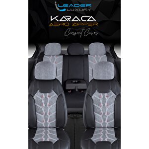 Daihatsu Sirion Lüx Deri Detaylı Keten Oto Koltuk Kılıfı Ön Arka Takım Karaca Serisi Füme