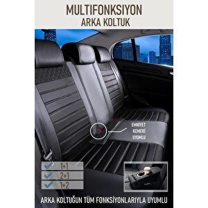Renault Laguna 1 Uyumlu Lüx Deri Oto Koltuk Kılıfı Ön Arka Takım Saturn Tam Si̇yah Siyah