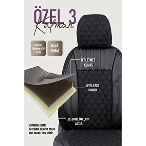 Alfa Romeo 145 Uyumlu Lüx Yarı Deri Oto Koltuk Kılıfı Ön Arka Takım Petra Tam Si̇yah
