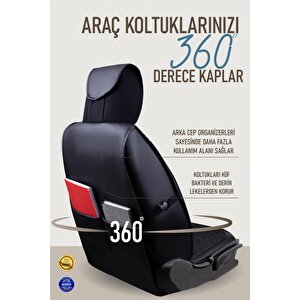Ford Focus 4 Sedan Uyumlu Lüx Deri Oto Koltuk Kılıfı Ön Arka Takım Saturn Tam Si̇yah