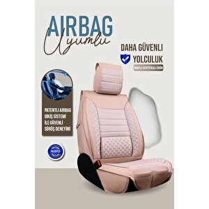 Audi 90 Serisi Uyumlu Lüx Deri Oto Koltuk Kılıfı Ön Arka Takım Saturn Bej