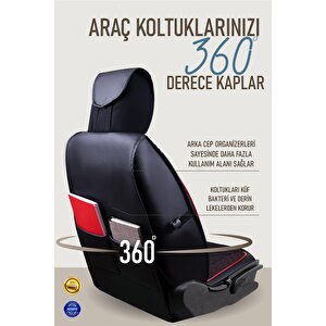 Toyota Hilux Uyumlu Lüx Deri Oto Koltuk Kılıfı Ön Arka Takım Saturn Si̇yah Kirmizi