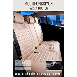 Fiat Linea Lounge Uyumlu Lüx Deri Oto Koltuk Kılıfı Ön Arka Takım Saturn Bej Bej