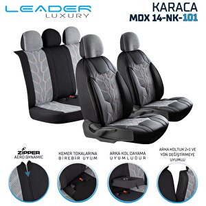 Alfa Romeo Junior Ibrida Lüx Deri Detaylı Keten Oto Koltuk Kılıfı Ön Arka Takım Karaca Serisi Füme Füme