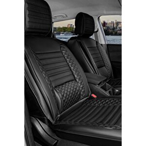 Fiat 600e Uyumlu Lüx Deri Oto Koltuk Kılıfı Ön Arka Takım Saturn Tam Si̇yah Siyah