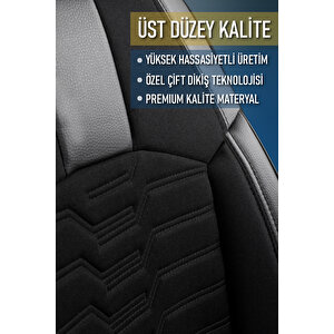 Skoda Forman 2+1 Parçalı Lüx Deri Detaylı Oto Koltuk Kılıfı Ön Arka Takım Platinum Si̇yah