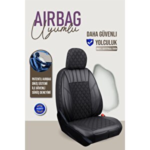 Seat Altea Uyumlu Lüx Yarı Deri Oto Koltuk Kılıfı Ön Arka Takım Petra Tam Si̇yah