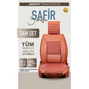 Fiat Linea Urban Uyumlu Lüx Deri Oto Koltuk Kılıfı Ön Arka Takım Saturn Taba Taba