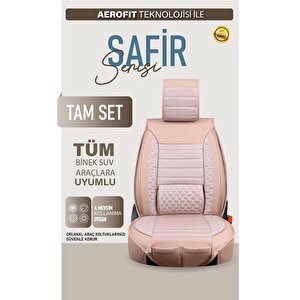 Audi Q2 Uyumlu Lüx Deri Oto Koltuk Kılıfı Ön Arka Takım Saturn Bej Bej