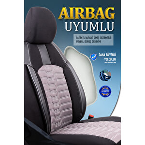 Opel Combo 2+1 Parçalı Lüx Deri Detaylı Oto Koltuk Kılıfı Ön Arka Takım Platinum Füme Si̇yah