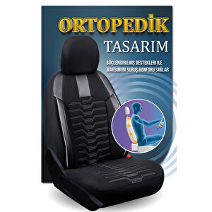 Opel Combo 2+1 Parçalı Lüx Deri Detaylı Oto Koltuk Kılıfı Ön Arka Takım Platinum Si̇yah Beyaz