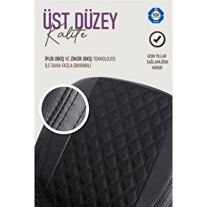 Seat Leon Stylance Uyumlu Lüx Yarı Deri Oto Koltuk Kılıfı Ön Arka Takım Petra Tam Si̇yah