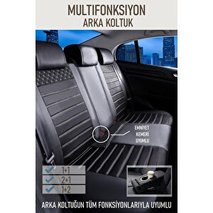 Lincoln Continental Uyumlu Lüx Deri Oto Koltuk Kılıfı Ön Arka Takım Saturn Si̇yah Beyaz Siyah-Beyaz