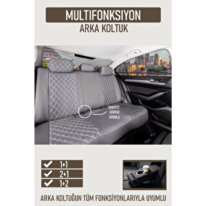 Volkswagen Passat B8 Comfortline Uyumlu Lüx Yarı Deri Oto Koltuk Kılıfı Ön Arka Takım Petra Füme Füme