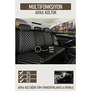 Volvo S40 2004-2012 Uyumlu Lüx Yarı Deri Oto Koltuk Kılıfı Ön Arka Takım Petra Si̇yah Beyaz Siyah-Beyaz