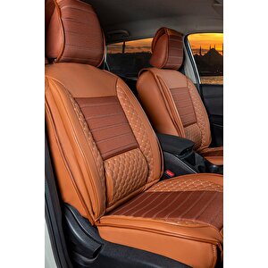 Kia Sorento 2002-2006 Uyumlu Lüx Deri Oto Koltuk Kılıfı Ön Arka Takım Saturn Taba Taba