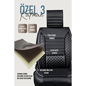 Kia Sorento 2002-2006 Uyumlu Lüx Deri Oto Koltuk Kılıfı Ön Arka Takım Saturn Si̇yah Beyaz