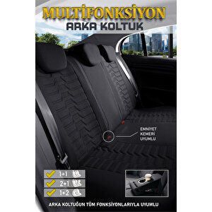 Fiat Fiorino Cargo 2+1 Parçalı Lüx Deri Detaylı Oto Koltuk Kılıfı Ön Arka Takım Platinum Si̇yah Siyah