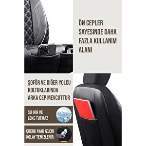 Ds Automobiles Ds 3 Crossback Uyumlu Lüx Yarı Deri Oto Koltuk Kılıfı Ön Arka Takım Petra Si̇yah Beyaz