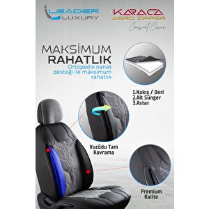 Fiat Linea Dynamic Plus Lüx Deri Detaylı Keten Oto Koltuk Kılıfı Ön Arka Takım Karaca Serisi Füme