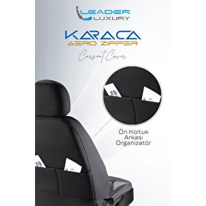 Toyota Corolla E210 2019-2024 Lüx Deri Detaylı Keten Oto Koltuk Kılıfı Ön Arka Takım Karaca Serisi Si̇yah