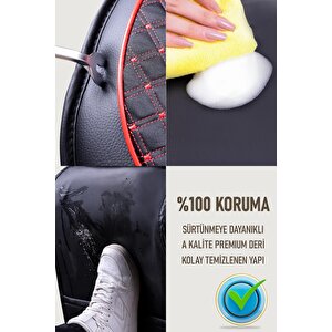 Kia Rio Uyumlu Lüx Deri Oto Koltuk Kılıfı Ön Arka Takım Saturn Si̇yah Kirmizi