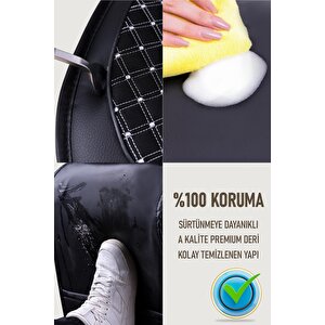 Volkswagen Jetta Mk 5 2005-2010 Uyumlu Lüx Deri Oto Koltuk Kılıfı Ön Arka Takım Saturn Si̇yah Beyaz