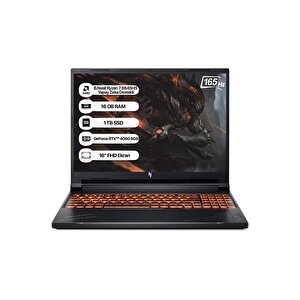 Nitro V16 Anv16-41 Amd R7 8845hs 16gb 1tb Ssd Rtx4060-8gb Dos 16" Wuxga 165hz Taşınabilir Bilgisayar Nh.qruey.005