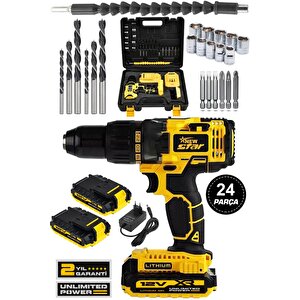 New Star 12 V 5 Ah Metal Dişli Sistem Li-lon Bataryalı Çift Akülü Vidalama Matkap