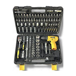 Korumalı Çelik Şanzuman Şarjlı Matkap 108 Pcs Crv Çeliği Profesyonel Parlak Lokma Takımı