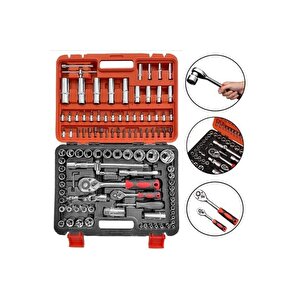 108 Pcs Crv Çeliği Profesyonel Parlak Lokma Takımı 1/2-1/4