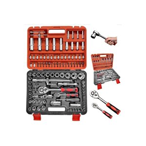 108 Pcs Crv Çeliği Profesyonel Parlak Lokma Takımı 1/2-1/4