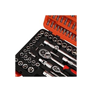 108 Pcs Crv Çeliği Profesyonel Parlak Lokma Takımı 1/2-1/4