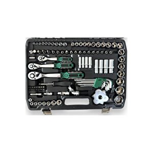 Tam Profesiyonel Germany 72 Diş Eğik Cırcır 121 Parça Lokma Takımı Oto Tamirci Tam Set 1/2-3/8-1/4