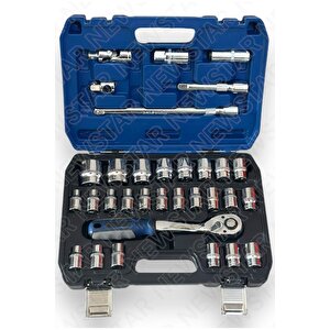 Tam Profesiyonel Germany 72 Diş Cırcır 32 Parça Lokma Takımı Oto Tamirci Tam Set 1/2