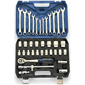 Tam Profesiyonel Germany 72 Diş Eğik Cırcır 37 Parça Lokma Takımı Oto Tamirci Tam Set 1/2