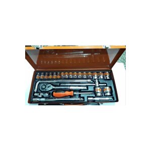 25 Parça Lokma Takımı Tornavida Uzatma Cırcır 1/2" 6 Köşe