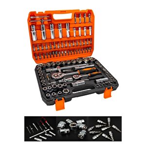 108 Pcs Crv Çeliği Profesyonel Parlak Lokma Takımı 1/2-1/4 (108 Parça)