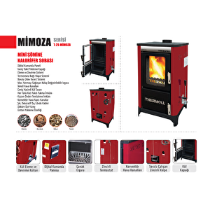 Thermall T-25 Mimoza Mini Şömineli Kalorifer Kazanı (25.000 Kcal/h - 29 Kw)(nakliye Dahil)