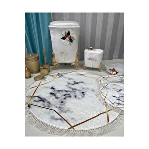 Beyazmermer-gold  kaymaz Taban 3lü Banyo Paspas Takımı  252-00