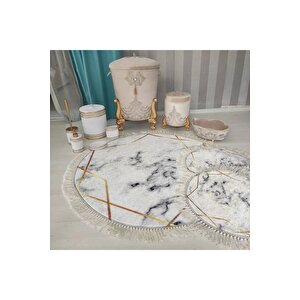 Beyazmermer-gold  kaymaz Taban 3lü Banyo Paspas Takımı  252-00